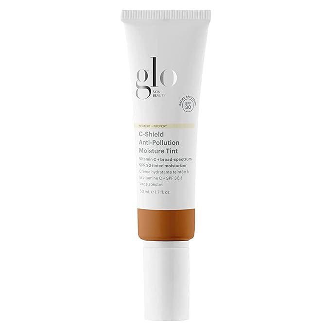 Glo Skin Beauty C-Shield Anti-Pollution Moisture Tint SPF 30, 8N-Dark – Tinted Moisturizer with SPF, Lightweight Tinted Sunscreen for Face, Vitamin C & Squalane, Dewy Sheer Coverage, All Skin Types