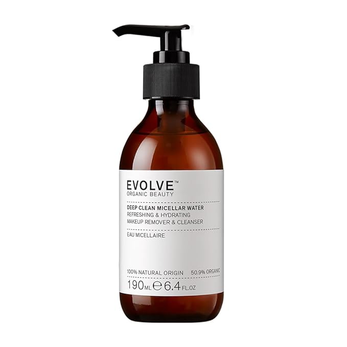 Evolve Organic Beauty - Deep Clean Micellar Water | Refresh, Hydrate, Soothe | Moringa Peptide, Hyaluronic Acid | Small-Batch, Vegan Clean Beauty (6.4 fl oz | 190 mL) Package May Vary