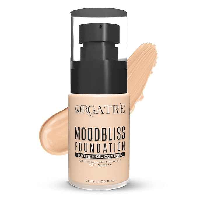 O.R.G.A-T.R.E MoodBliss Foundation 30ml | Full Coverage Matte & Dewy Finish | Hydrating & Long-Lasting | Vitamin C & Avocado Oil | SPF 30 PA++ | Suitable for All Skin Types | 138