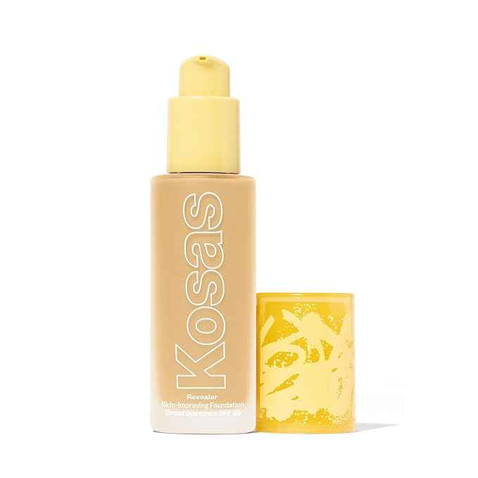 Kosas Revealer Liquid Foundation SPF 25 – Medium Buildable Coverage, Hydrating Natural Glow Finish, Light Neutral Olive 160