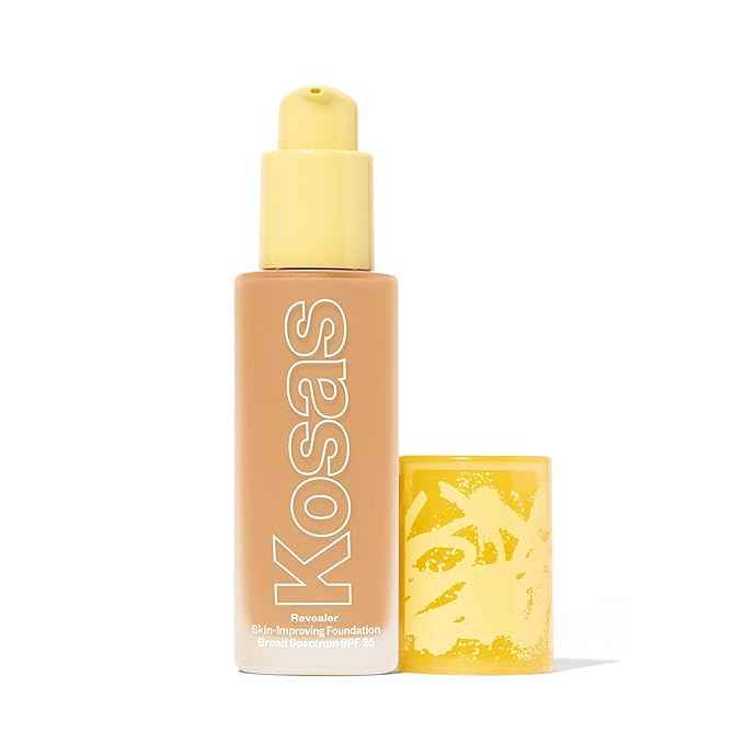 Kosas Revealer Liquid Foundation SPF 25 – Medium Buildable Coverage, Hydrating Natural Glow Finish, Medium Neutral Warm 230