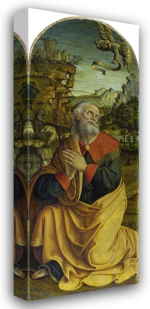 Macrino D'Alba 18x48 Huge Gallery Wrapped Canvas Museum Art Print Titled: The Annuciation to St Joachim (Ca. 1493-1494)