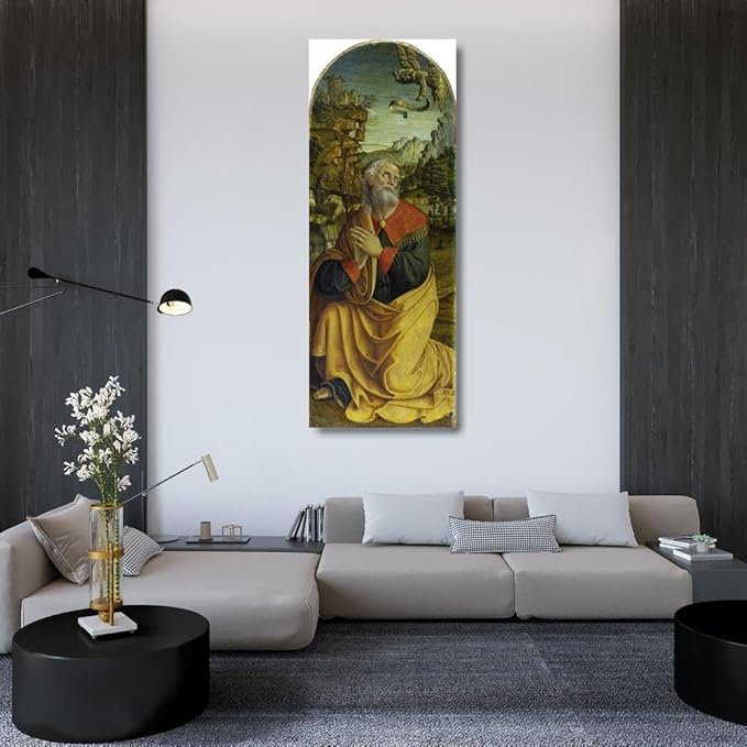 Macrino D'Alba 18x48 Huge Gallery Wrapped Canvas Museum Art Print Titled: The Annuciation to St Joachim (Ca. 1493-1494)