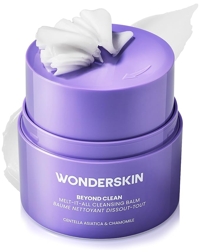 Wonderskin Cleansing Balm - Melt It All Balm to Milk Makeup Remover, Gentle Hydrating Face Cleanser with Centella and Chamomile