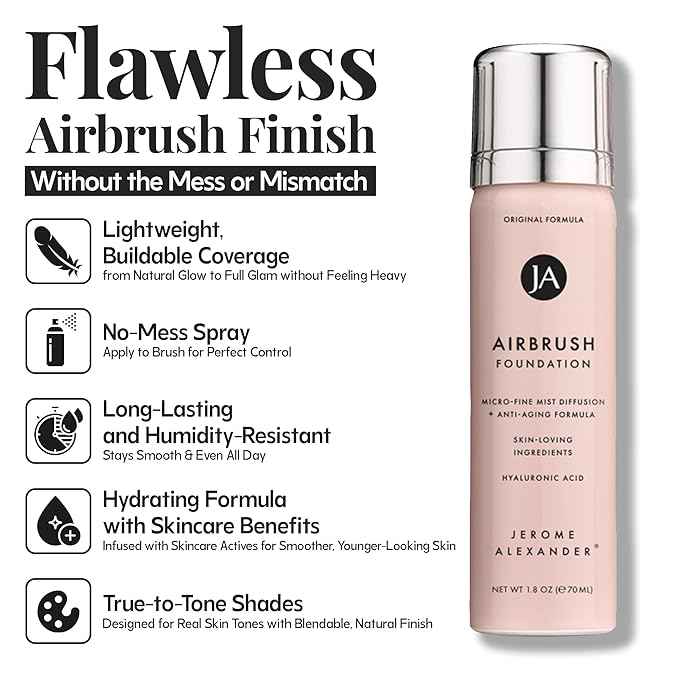 Magic Minerals AirBrush Foundation System by Jerome Alexander - Complete 5pc Spray Makeup Set with Foundation, Primer, and Setting/Finishing Spray - for Smooth, Radiant Skin (Bright Light)