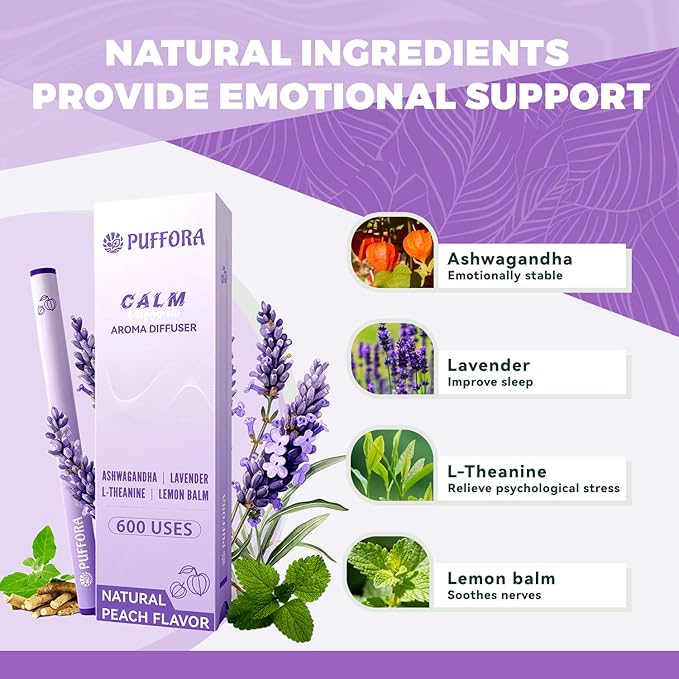 4-in-1 Herbal Diffuser Pen, Support for Lung Rest | Energy | Comfortable Sleep | Relaxed Feelings, Extracts of Mullein, Vitamin B12 | B6, Melatonin, Ashwagandha, Habit Transition, Total 2400 Uses