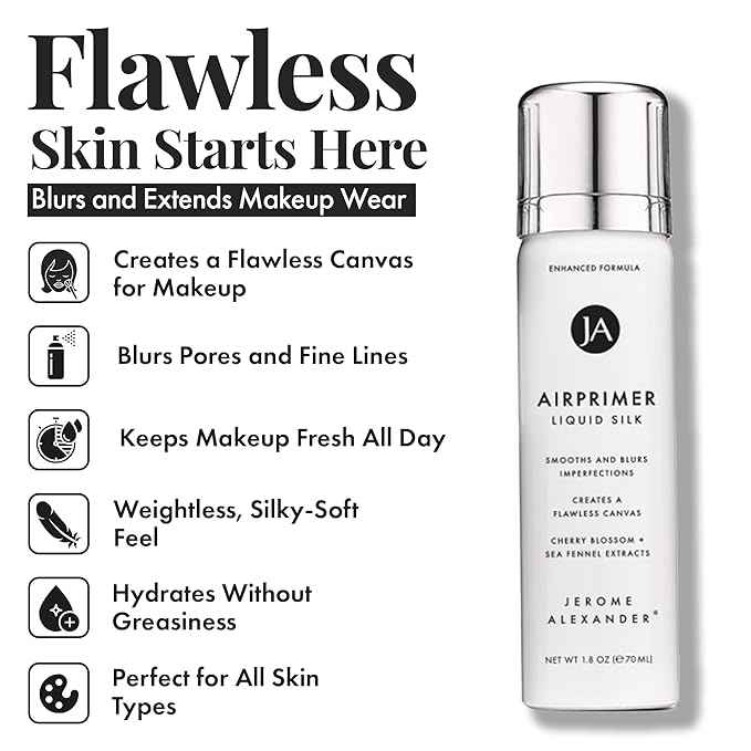 Magic Minerals AirBrush Foundation System by Jerome Alexander - Complete 5pc Spray Makeup Set with Foundation, Primer, and Setting/Finishing Spray - for Smooth, Radiant Skin (Bright Light)