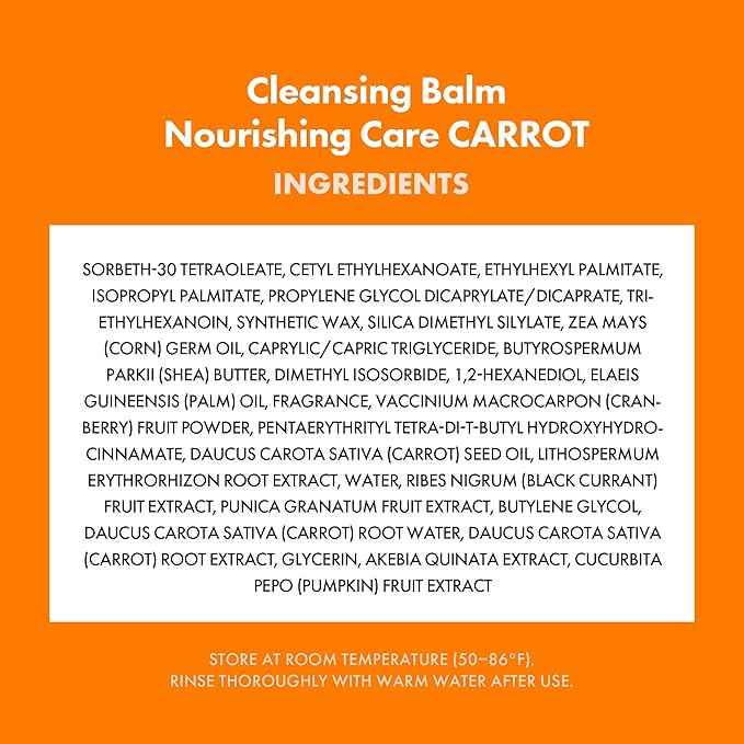 KAHI Cleansing Balm Nourish Care Carrot - Makeup Remover Balm with Carrot Seed Oil, Shea Butter & Cranberry Scrub - Gentle Exfoliating Korean Skincare 1.69 oz